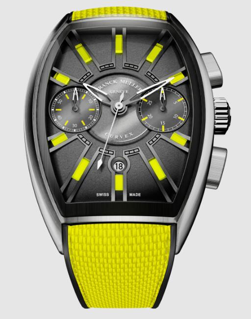 Franck Muller Curvex CX Flash Chronograph Replica Watch Cheap Price CX36 CC DT FLASH JA ACBR TTNRBR Yellow calfskin strap